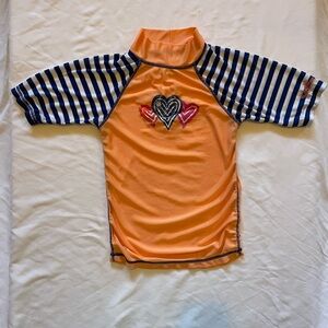 Orange and Blue Striped Kids Swim Shirt